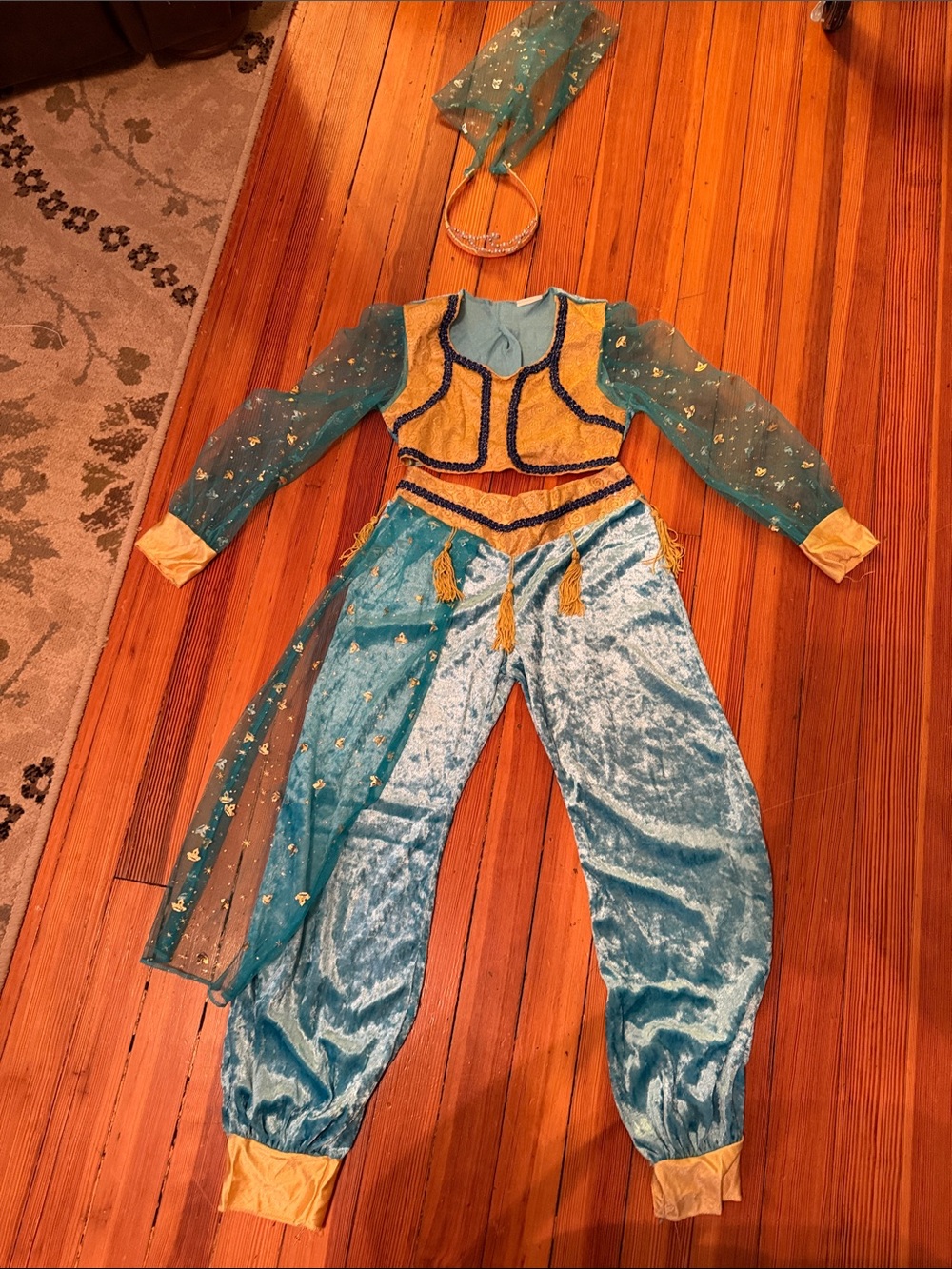 Girls' Sparkle Teal and Gold Genie Costume